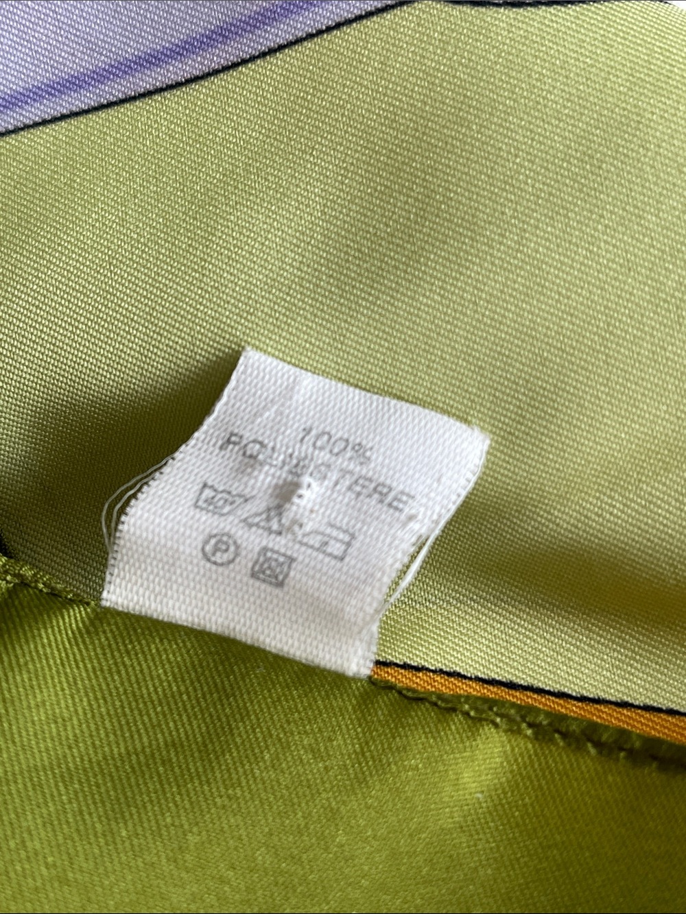 Lime Green Chain & Ribbon Print Scarf vintage Andres Maree - Picture 6 of 8